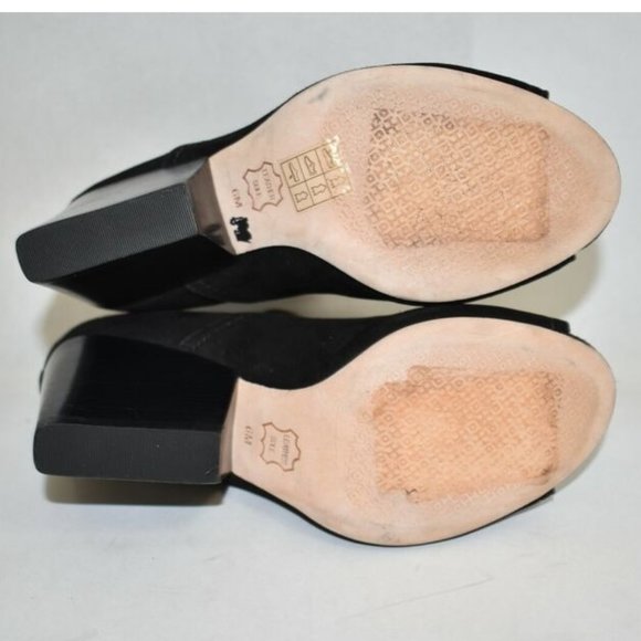 $450 TORY BURCH Gemma Open Toe Bootie BLOCK BLACK SUEDE 6 (SE14) - Picture 8 of 8